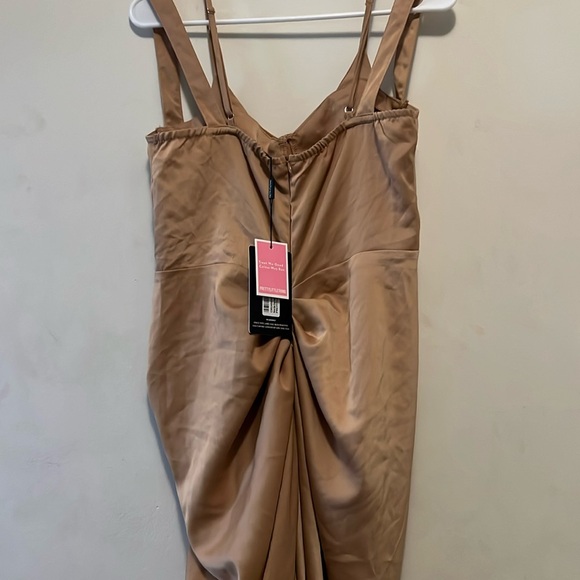 Pretty Little things-Mocha SatinUnderwired Gathred Skirt Midi - Picture 4 of 7